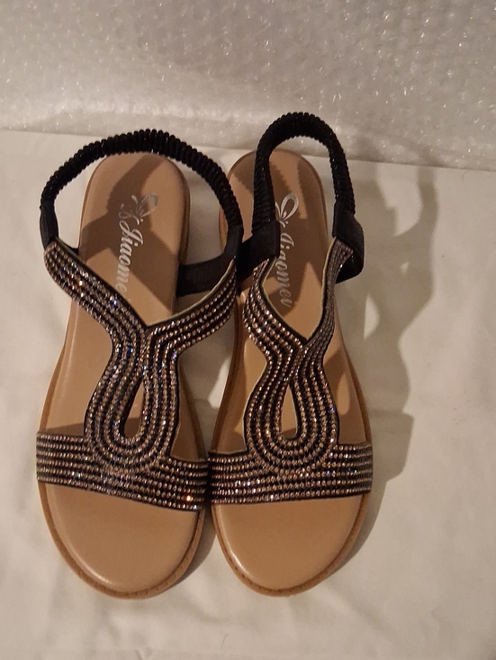 jiaomei Shoes - Gorgeous Jiaomei Womens size 6 Rhinestone Embellished T Strap Slingback Sandals